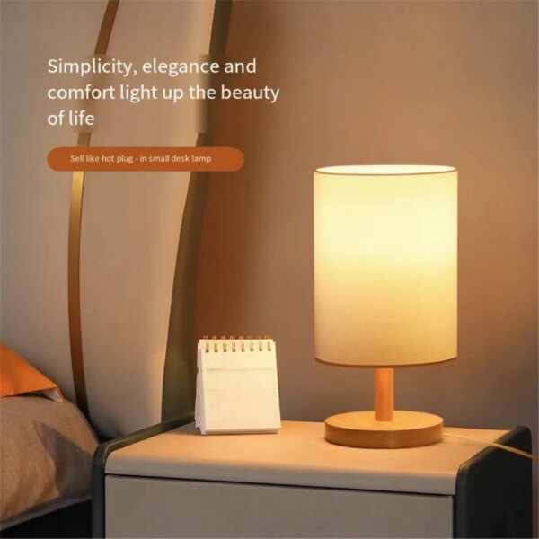 Lampe de chevet LED en bois massif, style nordique, ronde et créative