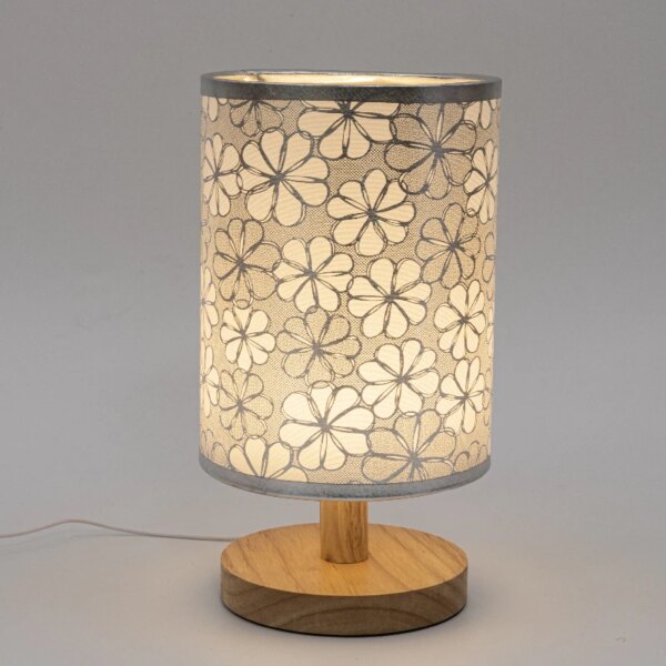 Lampe de chevet LED en bois massif, style nordique, ronde et créative