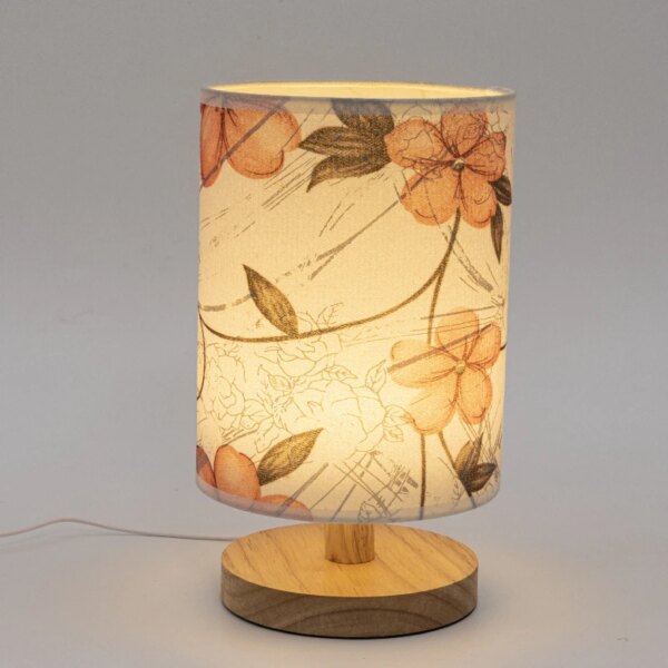 Lampe de chevet LED en bois massif, style nordique, ronde et créative