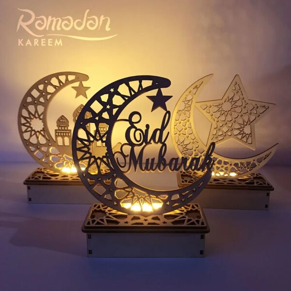 decoration ramadan Eid Mubarak décorations pour la maison lumières en bois